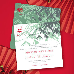 Mint Green Bamboo leveert Modern Zen Asian Wedding Kaart