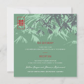 Mint Green Bamboo leveert Modern Zen Asian Wedding Kaart (Achterkant)