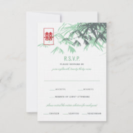 Mint Green Bamboo verlaat moderne Chinese bruiloft RSVP Kaartje