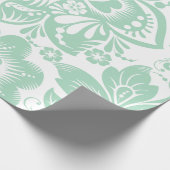 Mint Green Baroque Floral Damascus on White No. 2 Cadeaupapier (Hoek)