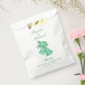 Mint Green Bells Wedding Favor Bag Names and Date Bedankzakje (Gezegeld)