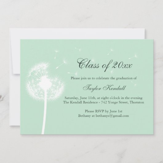Mint Green Best Wishes Afstuderen Invitation Kaart (Voorkant)