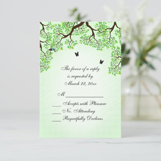 Mint Green Bicycle Theme Wedding RSVP (Staand voorkant)