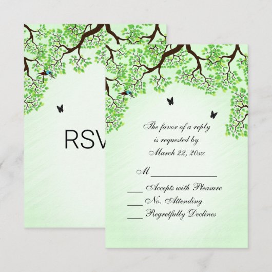 Mint Green Bicycle Theme Wedding RSVP Kaartje (Voorkant / Achterkant)