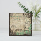 Mint Green  Bird Cage Wedding Invitation Kaart (Staand voorkant)