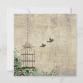 Mint Green  Bird Cage Wedding Invitation Kaart (Achterkant)