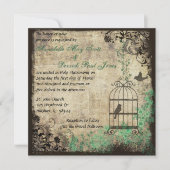Mint Green  Bird Cage Wedding Invitation Kaart (Voorkant)