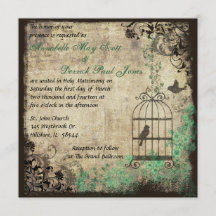 Mint Green  Bird Cage Wedding Invitation