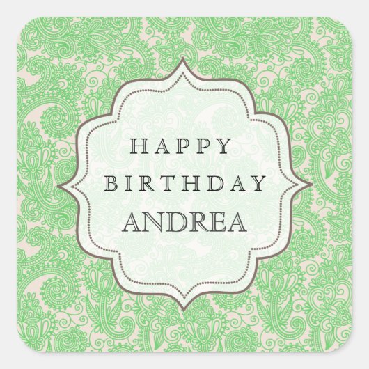 Mint Green Birthday Dessert Table Gift Label Label (Voorkant)