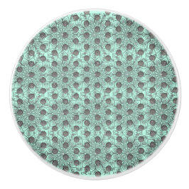 Mint Green, Black en Grey Polka Dots Pattern Keramische Knop