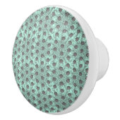 Mint Green, Black en Grey Polka Dots Pattern Keramische Knop (Rechts)