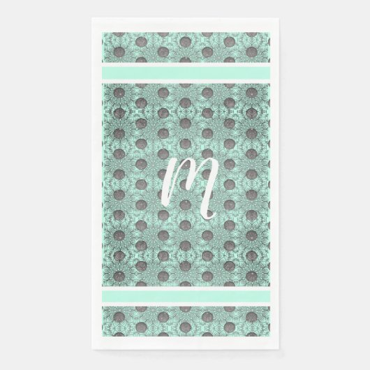 Mint Green, Black en Grey Polka Dots Pattern Servet (Voorkant)