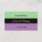 Mint Green Black en Lavender Stripes met foto Visitekaartje (Voorkant)
