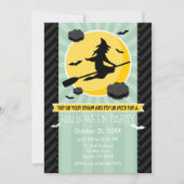 Mint Green Black Grey Witch Halloween Invitation Kaart (Voorkant)