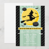 Mint Green Black Grey Witch Halloween Invitation Kaart (Voorkant / Achterkant)