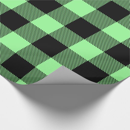 Mint Green Black Huge Buffalo Pset Lumberjack Cadeaupapier (Hoek)