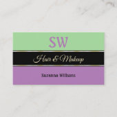 Mint Green Black Lavender met Monogram en Foto Visitekaartje (Voorkant)