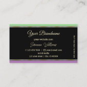 Mint Green Black Lavender Stripes met Logo Moderne Visitekaartje (Achterkant)
