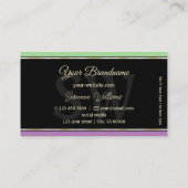 Mint Green Black Lavender Stripes met monogram Visitekaartje (Achterkant)