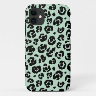 Mint Green Black Leopard Print Case-Mate iPhone Case