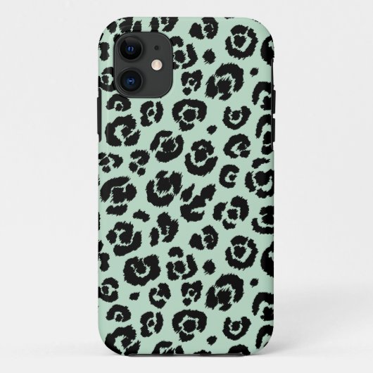 Mint Green Black Leopard Print Case-Mate iPhone Case (Achterkant)