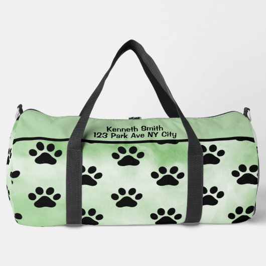 Mint Green Black Paw Print Bag Plunjezak (Voorkant)