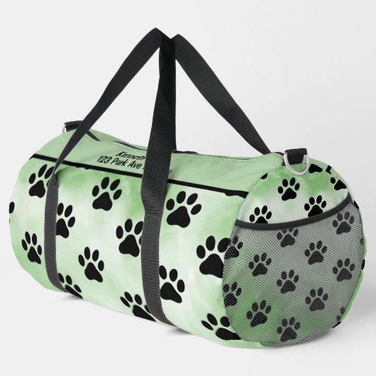 Mint Green Black Paw Print Bag Plunjezak (Rechterhoek)