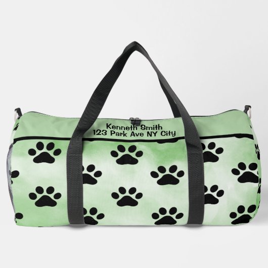 Mint Green Black Paw Print Bag Plunjezak (Achterkant)