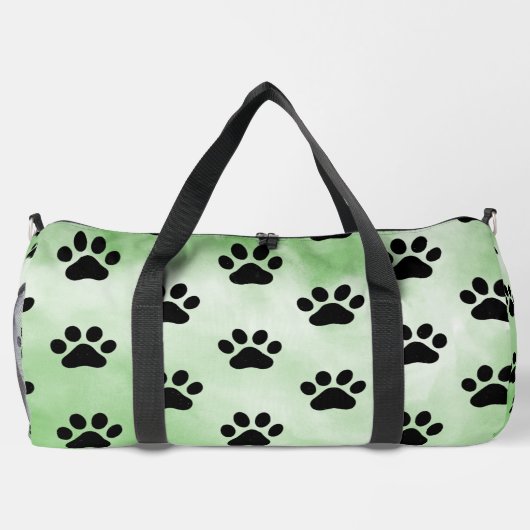 Mint Green Black Paw Print monogram personalize  Plunjezak (Achterkant)