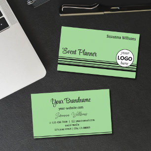Mint Green Black Stripes met Logo Professional Visitekaartje