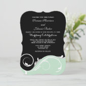 Mint Green Black Swirl Bracket Huwelijksuitnodigin Kaart (Staand voorkant)