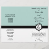 Mint Green Black Wedding Program Chic Monogramed (Voorkant)