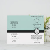 Mint Green Black Wedding Program Chic Monogramed (Staand voorkant)