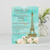 Mint Green Blauwgroen Blue Gold Eiffel Tower Sweet Kaart (Staand voorkant)