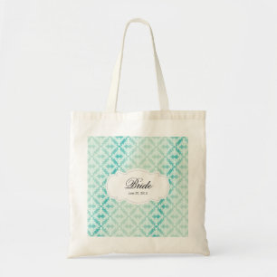 Mint Green & Blauwgroen Damask Bride Tote Bag