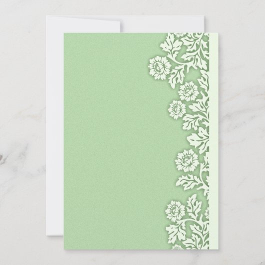 Mint Green bloeit  huwelijksuitnodigingen Kaart (Achterkant)