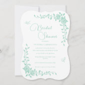 Mint Green  Bloemen Bruids Douche Uitnodiging (Voorkant)