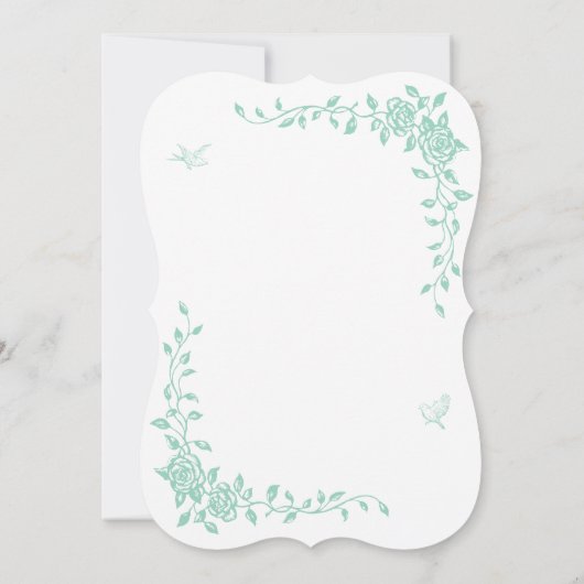 Mint Green Bloemen Bruids Douche Uitnodiging (Achterkant)