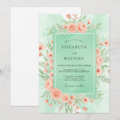 Mint Green Blossoming Spring Wedding Kaart (Voorkant / Achterkant)