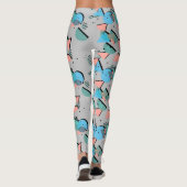 Mint Green Blue Coral Blush Pink 50s Art Pattern Leggings (Achterkant)