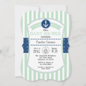 Mint Green Blue Nautical Baby shower Invitation Kaart (Voorkant)