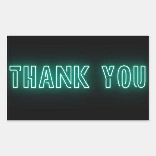 Mint Green Blue Neon Sign Trendy Bedankt Rechthoekige Sticker (Voorkant)