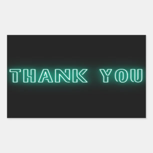 Mint Green Blue Neon Sign Trendy Dank je Rechthoekige Sticker