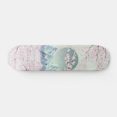 Mint Green Blue Pink Cherry Blossom Moon Mountain Persoonlijk Skateboard (Horizontaal)