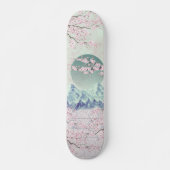 Mint Green Blue Pink Cherry Blossom Moon Mountain Persoonlijk Skateboard (Voorkant)