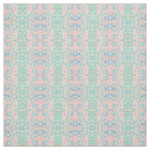 Mint Green Blue Pink Retro Nouveau Mosaic Pattern Stof
