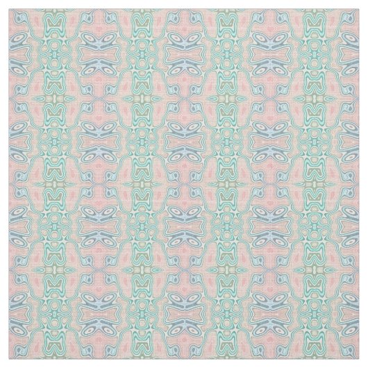 Mint Green Blue Pink Retro Nouveau Mosaic Pattern Stof (Swatch)