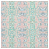 Mint Green Blue Pink Retro Nouveau Mosaic Pattern Stof (Close Up)