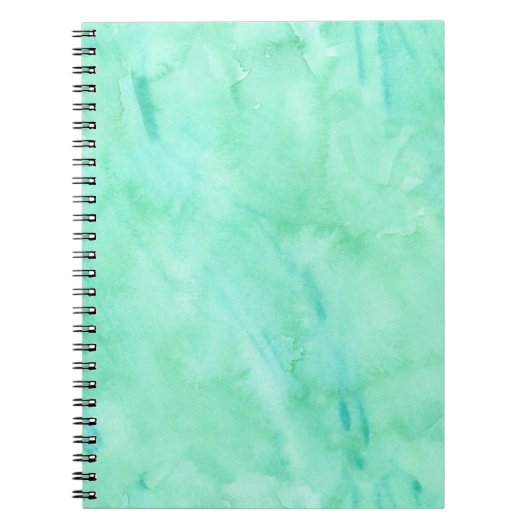 Mint Green Blue Waterverf Textielpatroon Notitieboek (Voorkant)