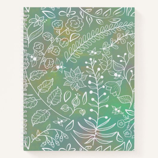 Mint Green Boho Batik Botanicals Mooi Notitieboek (Voorkant)